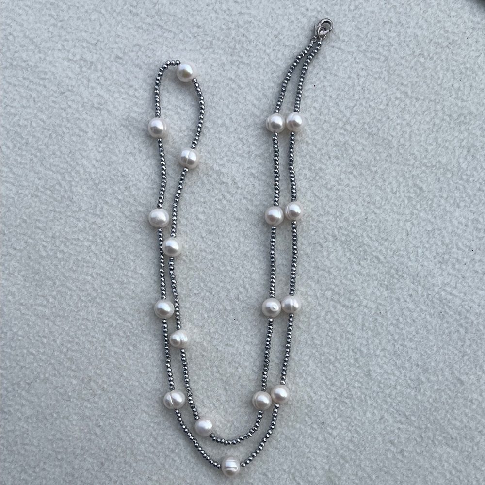 Pyrite and Pearl Necklace